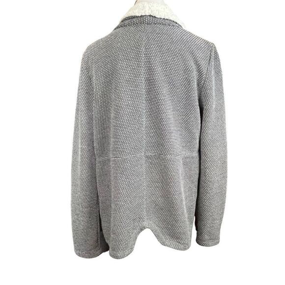 Jack By BB Dakota Tweed And Sherpa Style Open Cardigan Jacket Gray and White L - Picture 3 of 8